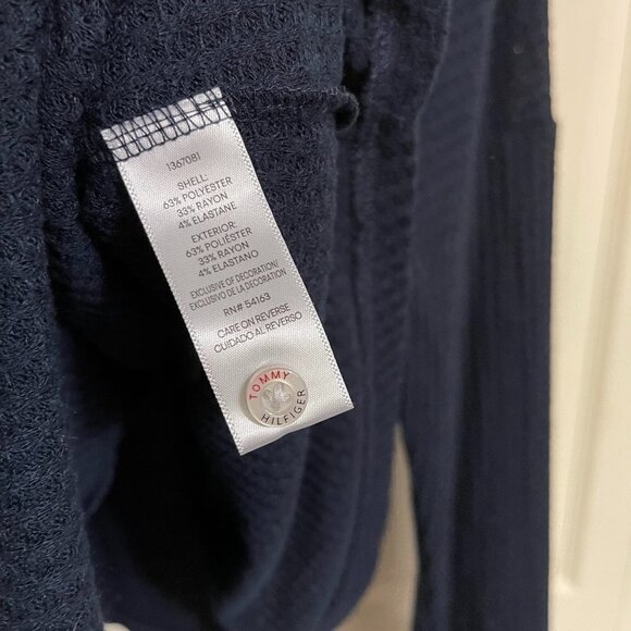 Tommy Hilfiger Women's Blue Waffle Knit Thermal Lightweight Button Cardigan XL - Picture 6 of 8